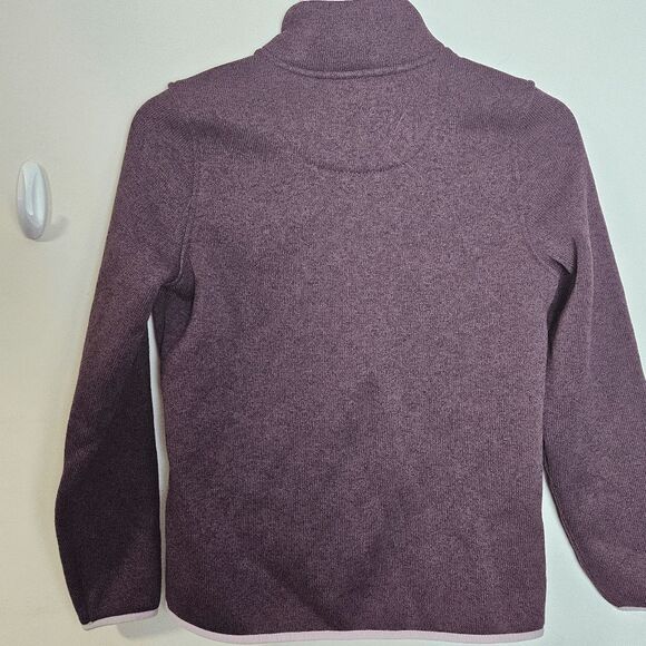 L.L Bean Mock Neck Snap Fleece 503356 Long Sleeve Sweater Women's Purple/White S - Picture 3 of 3